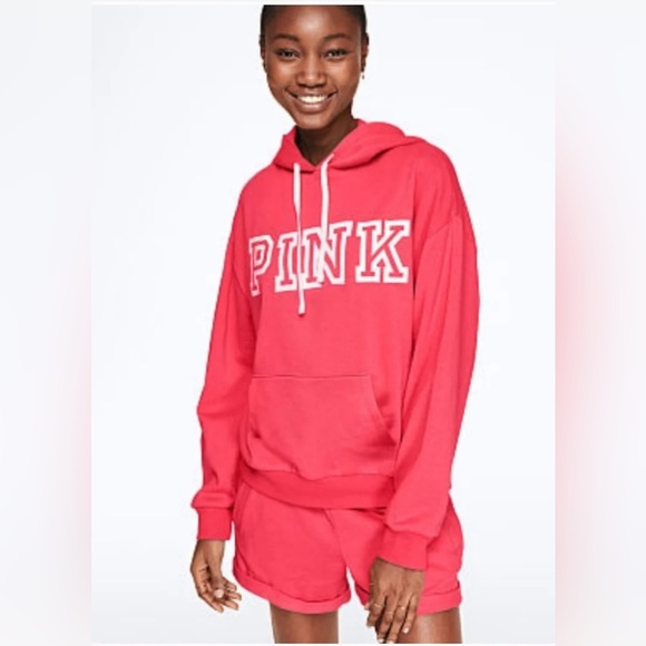 PINK Victoria's Secret Coral Pink Perfect Pullover Lightweight Sweatshirt - Picture 16 of 17